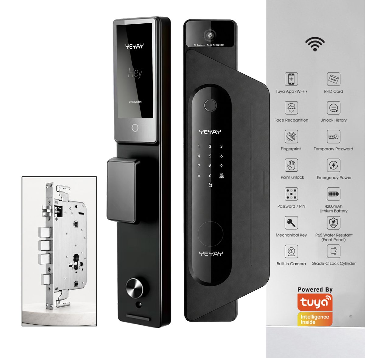YEYAY ORIX Smart Door Lock – Palm Vein, Face Recognition, Fingerprint, Tuya WiFi, Two-Way Video Call & RFID Card Unlock smart door lock, YEYAY