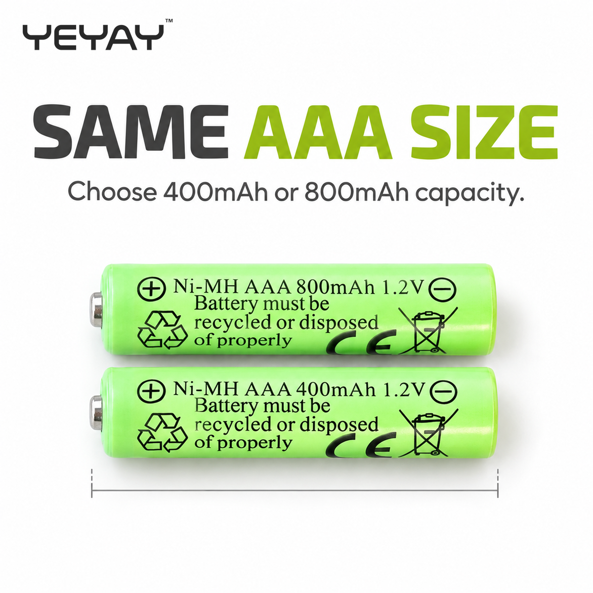 1.2V Rechargeable NiMH Battery by YEYAY NIMH Series smart door lock, YEYAY