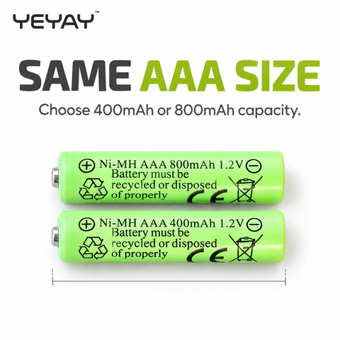 NiMH Rechargeable Battery | AAA | 400mAh, 800mAh | NIMH
