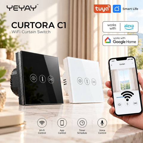 WiFi Smart Curtain Switch | Touch Control | 3A | CURTORA C1