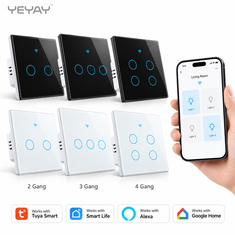 WiFi Smart Wall Switch | 2 Gang, 3 Gang, 4 Gang | 10A | CIRCA
