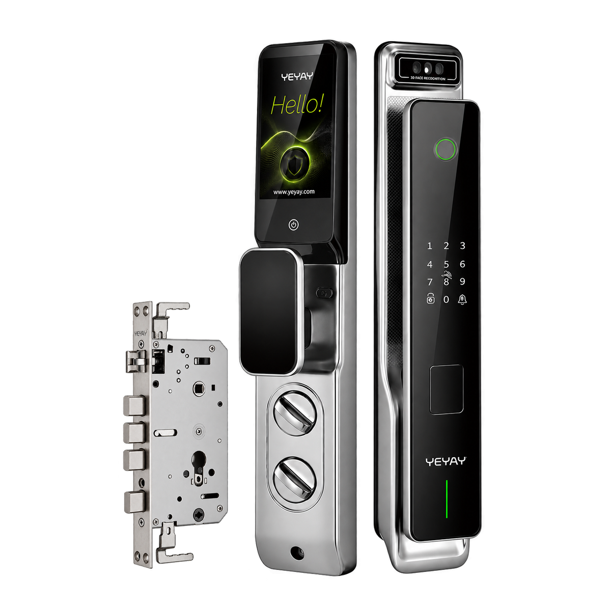 YEYAY HRIDI Smart Door Lock – Palm Vein, Face Recognition, Fingerprint, Tuya WiFi, Video Intercom, Cat-Eye Camera & Status Display Screen smart door lock, YEYAY