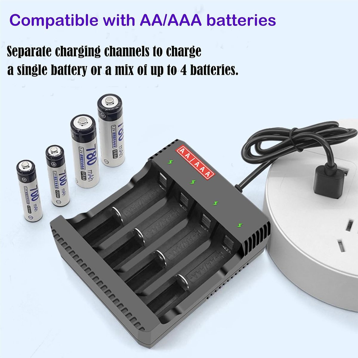 NiMH Rechargeable AA AAA Battery Charger by YEYAY CHARGORA Series smart door lock, YEYAY