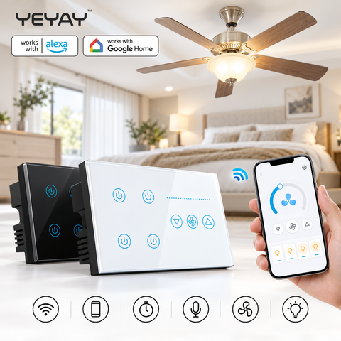WiFi Smart Fan Controller | 4 Gang Light Switch | FANORA F23