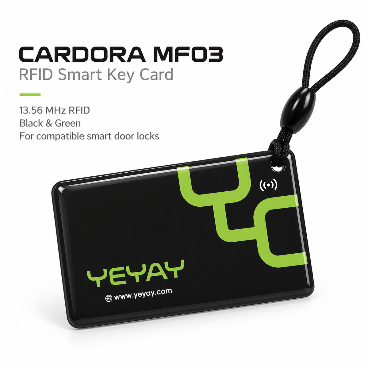 YEYAY CARDORA MF03 Black RFID Smart Key Card for Compatible Smart Door Locks smart door lock, YEYAY