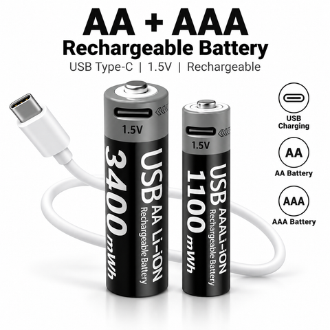 USB Type-C Rechargeable Battery | AA, AAA | 1.5V | LION